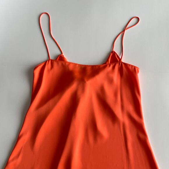 NWT Rosetta Getty Twist Front Slip Dress Size 10 Orange Fluid Satin - Picture 10 of 16